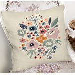 - 8136 - Realhomes Pastel Zeminli Rengarenk Çiçek Desenli Dijital Baskılı Modern Yastık Kırlent Kılıfı Realhomes