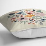 - 8136 - Realhomes Pastel Zeminli Rengarenk Çiçek Desenli Dijital Baskılı Modern Yastık Kırlent Kılıfı Realhomes