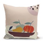Pastel Zeminli Renkli Meyva Desenli Dijital Baskılı Modern Yastık Kırlent Kılıfı Realhomes