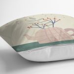 Pastel Zemin Üzerinde Yaprak Desenli Dijital Baskılı Modern Yastık Kırlent Kılıfı Realhomes