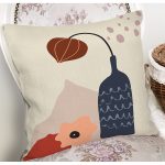 Pastel Zemin Üzerinde Vazo Desenli Dijital Baskılı Modern Yastık Kırlent Kılıfı Realhomes