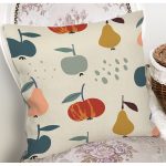 Pastel Zeminli Renkli Meyva Desenli Dijital Baskılı Modern Yastık Kırlent Kılıfı Realhomes