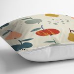 Pastel Zeminli Renkli Meyva Desenli Dijital Baskılı Modern Yastık Kırlent Kılıfı Realhomes