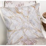 - 8143 - Realhomes Renkli Zemin Üzerinde Gold Detaylı Mermer Desenli Modern Yastık Kırlent Kılıfı Realhomes