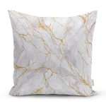 - 8143 - Realhomes Renkli Zemin Üzerinde Gold Detaylı Mermer Desenli Modern Yastık Kırlent Kılıfı Realhomes