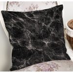 - 8144 - Realhomes Siyah Zemin Üzerinde Mermer Desenli Dijital Baskılı Modern Yastık Kırlent Kılıfı Realhomes