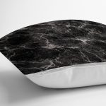 - 8144 - Realhomes Siyah Zemin Üzerinde Mermer Desenli Dijital Baskılı Modern Yastık Kırlent Kılıfı Realhomes