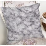 - 8146 - Realhomes Beyaz Zemin Üzerinde Siyah Mermer Desenli Yastık Kırlent Kılıfı Realhomes