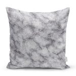 - 8146 - Realhomes Beyaz Zemin Üzerinde Siyah Mermer Desenli Yastık Kırlent Kılıfı Realhomes