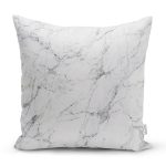 - 8148 - Realhomes Beyaz Zemin Üzerinde Siyah Mermer Desenli Yastık Kırlent Kılıfı Realhomes