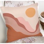 Pastel Zemin Üzerinde Güneş Desenli Dijital Baskılı Modern Yastık Kırlent Kılıfı Realhomes