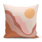 Pastel Zemin Üzerinde Güneş Desenli Dijital Baskılı Modern Yastık Kırlent Kılıfı Realhomes