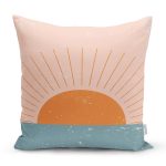 Pastel Zemin Üzerinde Güneş Desenli Dijital Baskılı Modern Yastık Kırlent Kılıfı Realhomes