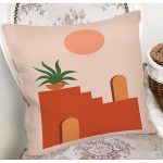 Pastel Zemin Üzerinde Güneş Desenli Dijital Baskılı Modern Yastık Kırlent Kılıfı Realhomes