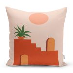 Pastel Zemin Üzerinde Güneş Desenli Dijital Baskılı Modern Yastık Kırlent Kılıfı Realhomes