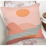 - 8155 - Realhomes  Pastel Zemin Üzerinde Güneş Desenli Dijital Baskılı Modern Yastık Kırlent Kılıfı Realhomes