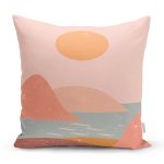 - 8155 - Realhomes  Pastel Zemin Üzerinde Güneş Desenli Dijital Baskılı Modern Yastık Kırlent Kılıfı Realhomes