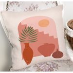 Pastel Zemin Üzerinde Güneş Desenli Dijital Baskılı Modern Yastık Kırlent Kılıfı Realhomes