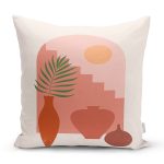 Pastel Zemin Üzerinde Güneş Desenli Dijital Baskılı Modern Yastık Kırlent Kılıfı Realhomes