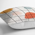 - 8158 - Realhomes Beyaz Zeminli Geometrik Desenli Dijital Baskılı Modern Yastık Kırlent Kılıfı Realhomes