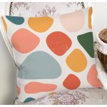 Beyaz Zeminli Geometrik Desenli Dijital Baskılı Modern Yastık Kırlent Kılıfı Realhomes