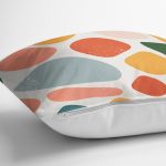 Beyaz Zeminli Geometrik Desenli Dijital Baskılı Modern Yastık Kırlent Kılıfı Realhomes