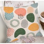 - 8162 - Realhomes Beyaz Zeminli Geometrik Desenli Dijital Baskılı Modern Yastık Kırlent Kılıfı Realhomes