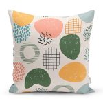 - 8162 - Realhomes Beyaz Zeminli Geometrik Desenli Dijital Baskılı Modern Yastık Kırlent Kılıfı Realhomes