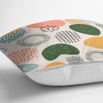 - 8162 - Realhomes Beyaz Zeminli Geometrik Desenli Dijital Baskılı Modern Yastık Kırlent Kılıfı Realhomes