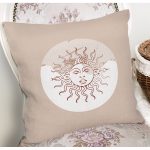 Pastel Zemin Üzerinde Güneş Desenli Dijital Baskılı Modern Yastık Kırlent Kılıfı Realhomes