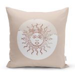 Pastel Zemin Üzerinde Güneş Desenli Dijital Baskılı Modern Yastık Kırlent Kılıfı Realhomes