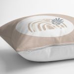 - 8167 - Realhomes Pastel Zemin Üzerinde Onedraw Çizimli Yaprak Desenli Yastık Kırlent Kılıfı Realhomes