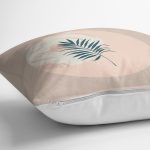 Pastel Zemin Üzerinde Yaprak Desenli Dijital Baskılı Modern Yastık Kırlent Kılıfı Realhomes
