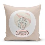 - 8169 - Realhomes  Pastel Zemin Üzerinde Yaprak Desenli Dijital Baskılı Modern Yastık Kırlent Kılıfı Realhomes