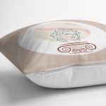 - 8169 - Realhomes  Pastel Zemin Üzerinde Yaprak Desenli Dijital Baskılı Modern Yastık Kırlent Kılıfı Realhomes