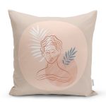 Pastel Zemin Üzerinde Antik Desenli Dijital Baskılı Modern Yastık Kırlent Kılıfı Realhomes