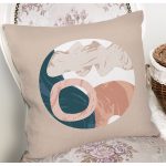 - 8172 - Realhomes Pastel Zeminli Geometrik Desenli Dijital Baskılı Modern Yastık Kırlent Kılıfı Realhomes