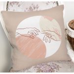 - 8173 - Realhomes Pastel Zeminli Geometrik Desenli Dijital Baskılı Modern Yastık Kırlent Kılıfı Realhomes