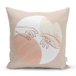 - 8173 - Realhomes Pastel Zeminli Geometrik Desenli Dijital Baskılı Modern Yastık Kırlent Kılıfı Realhomes