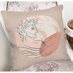 Pastel Zemin Üzerinde Antik Desenli Dijital Baskılı Modern Yastık Kırlent Kılıfı Realhomes