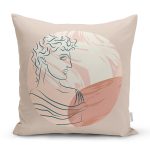 Pastel Zemin Üzerinde Antik Desenli Dijital Baskılı Modern Yastık Kırlent Kılıfı Realhomes