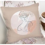 Pastel Zemin Üzerinde Antik Desenli Dijital Baskılı Modern Yastık Kırlent Kılıfı Realhomes