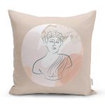 Pastel Zemin Üzerinde Antik Desenli Dijital Baskılı Modern Yastık Kırlent Kılıfı Realhomes