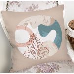 - 8177 - Realhomes Pastel Zeminli Geometrik Desenli Dijital Baskılı Modern Yastık Kırlent Kılıfı Realhomes