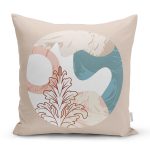 - 8177 - Realhomes Pastel Zeminli Geometrik Desenli Dijital Baskılı Modern Yastık Kırlent Kılıfı Realhomes