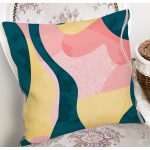 - 8178 - Realhomes  Renkli Zeminli Geometrik Desenli Dijital Baskılı Modern Yastık Kırlent Kılıfı Realhomes
