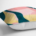 - 8178 - Realhomes  Renkli Zeminli Geometrik Desenli Dijital Baskılı Modern Yastık Kırlent Kılıfı Realhomes