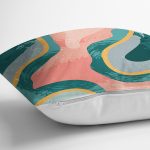 - 8179 - Realhomes Renkli Zeminli Geometrik Desenli Dijital Baskılı Modern Yastık Kırlent Kılıfı Realhomes