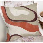 - 8183 - Realhomes  Renkli Zeminli Geometrik Desenli Dijital Baskılı Modern Yastık Kırlent Kılıfı Realhomes