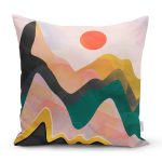 Renkli Zeminli Geometrik Desenli Dijital Baskılı Modern Yastık Kırlent Kılıfı Realhomes